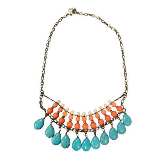 Premier Designs Jewelry - Premier Designs Turquoise and Coral Necklace Chunky Statement Necklace